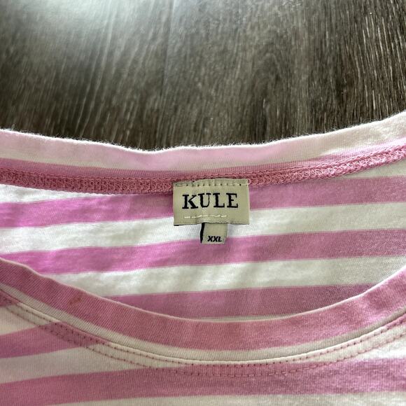 KULE Pink Stripe The Modern Long Sleeve Top XXL 100% Cotton Breton Classic Tee - Picture 2 of 16